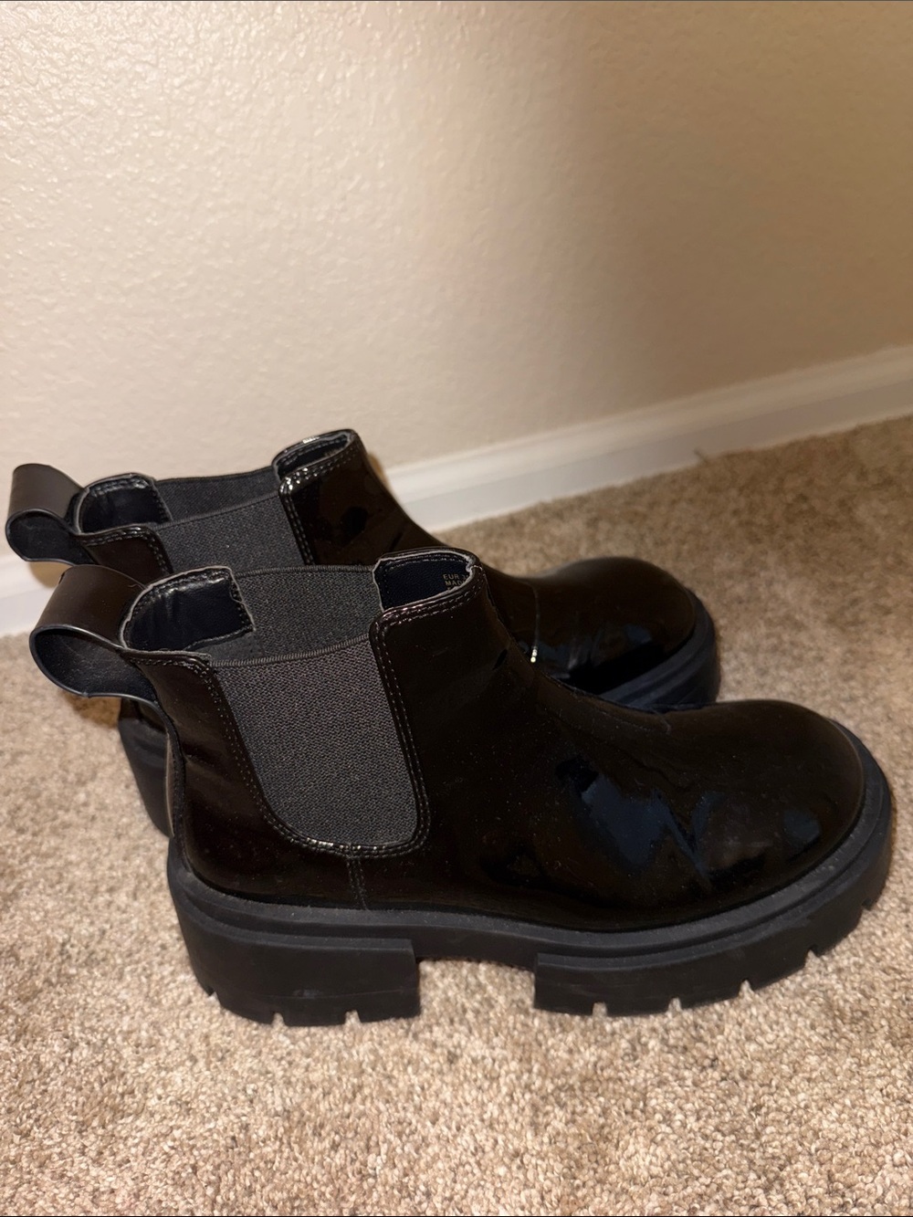 Black Chelsea Boots - Patent Pull-On Style